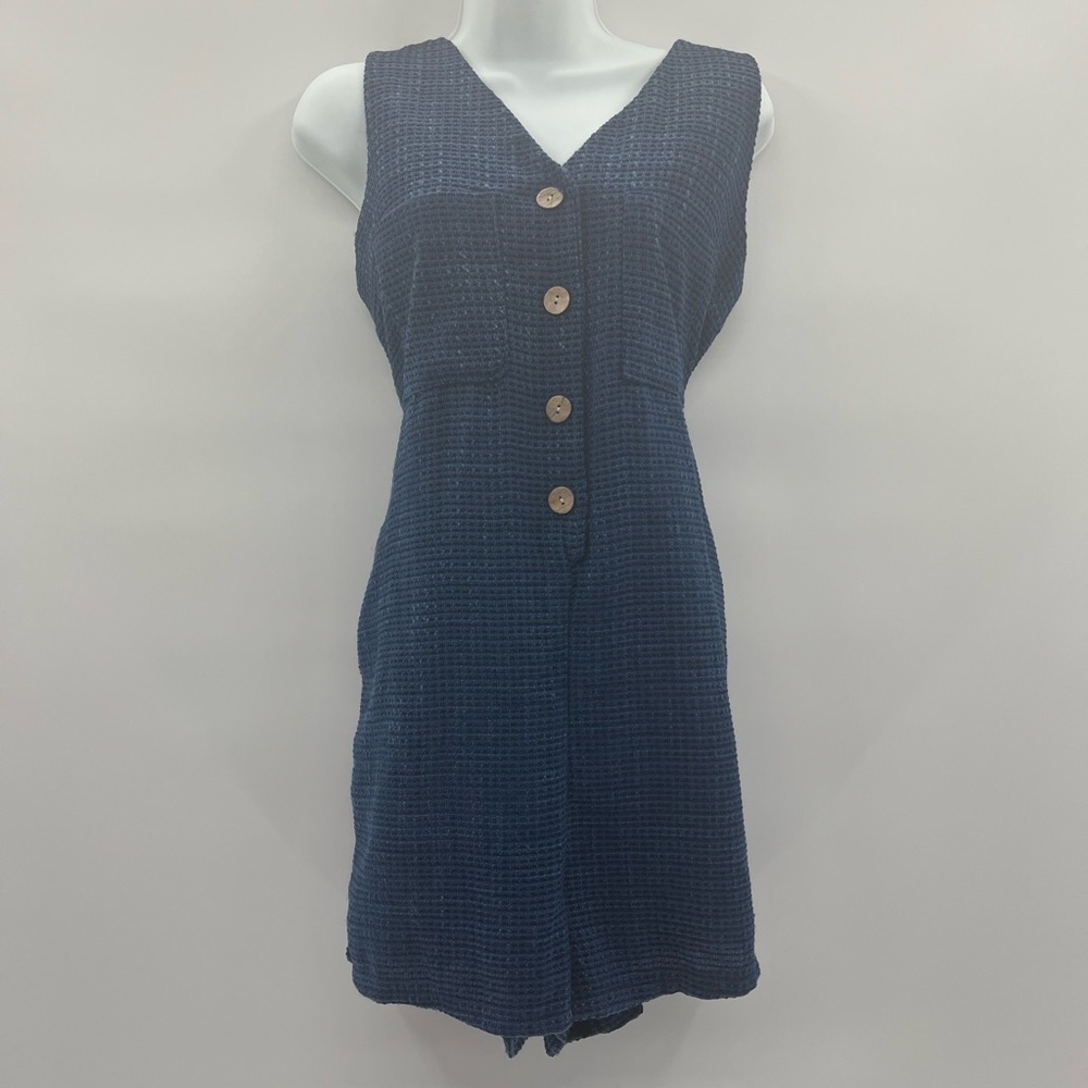 Women's Casual Tweed Sleeveless Button-Down Romper with Pockets NWOT - Picture 3 of 6